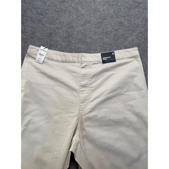 Express Women’s Cropped Wide Leg High Rise Pants Size 14 Beige NWT - Picture 4 of 7